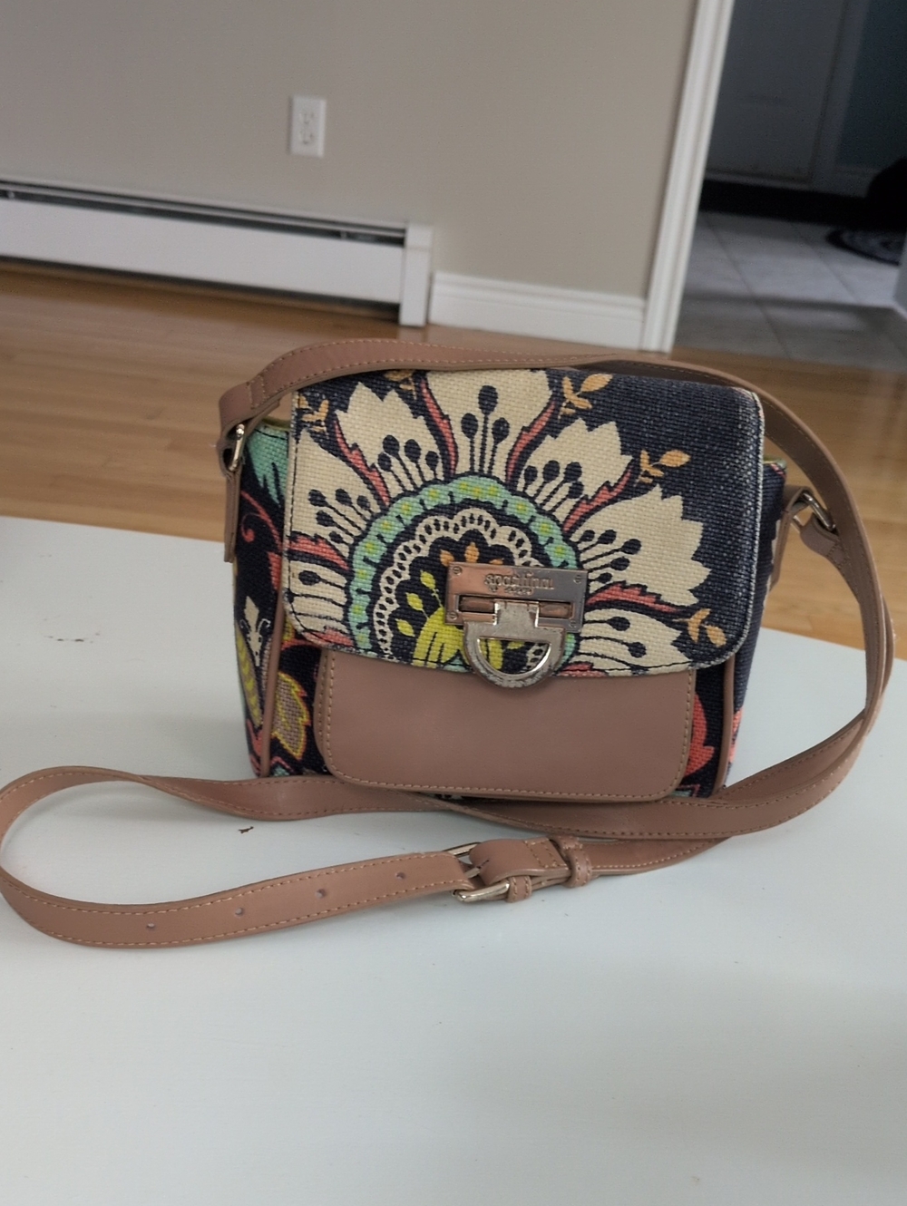 SPARTINA 449 Crossbody Bag Purse Adjustable Strap Natural Linen